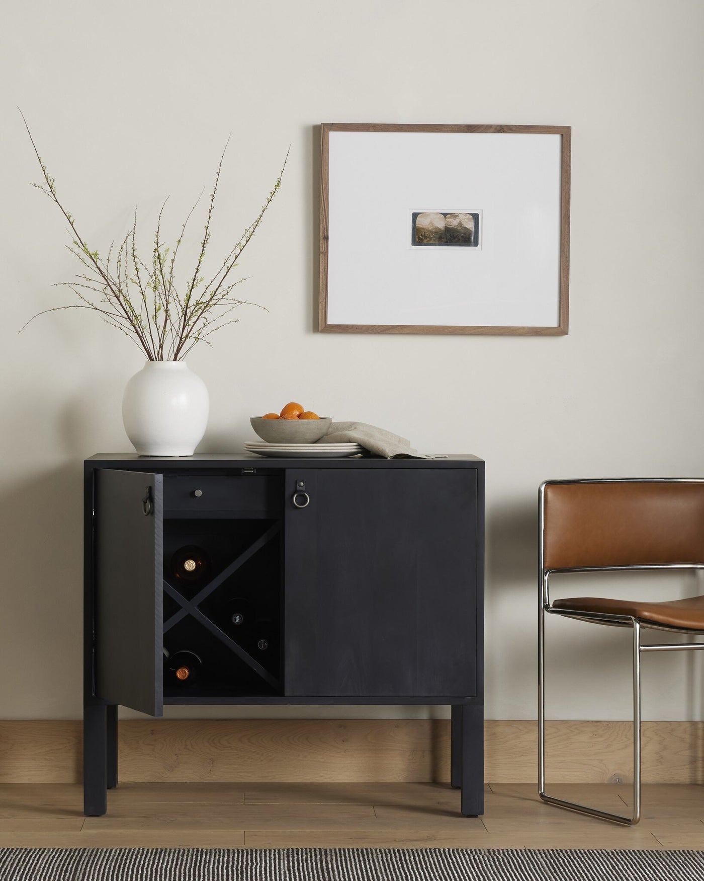 ISADOR BAR CABINET-BLACK WASH POPLAR