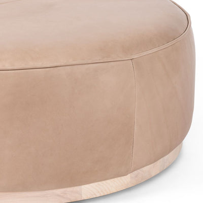 SINCLAIR LARGE ROUND OTTOMAN- BURLAP