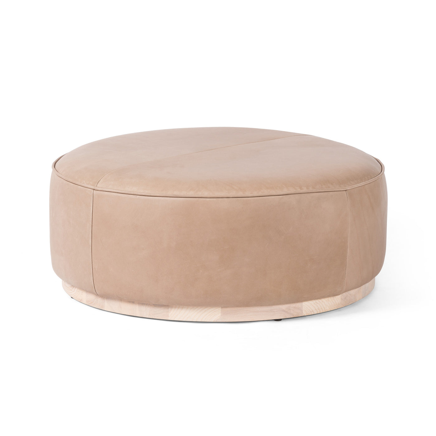 SINCLAIR LARGE ROUND OTTOMAN- BURLAP