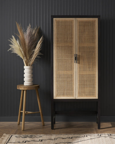 CAPRICE NARROW CABINET,BLACK WASH MANGO