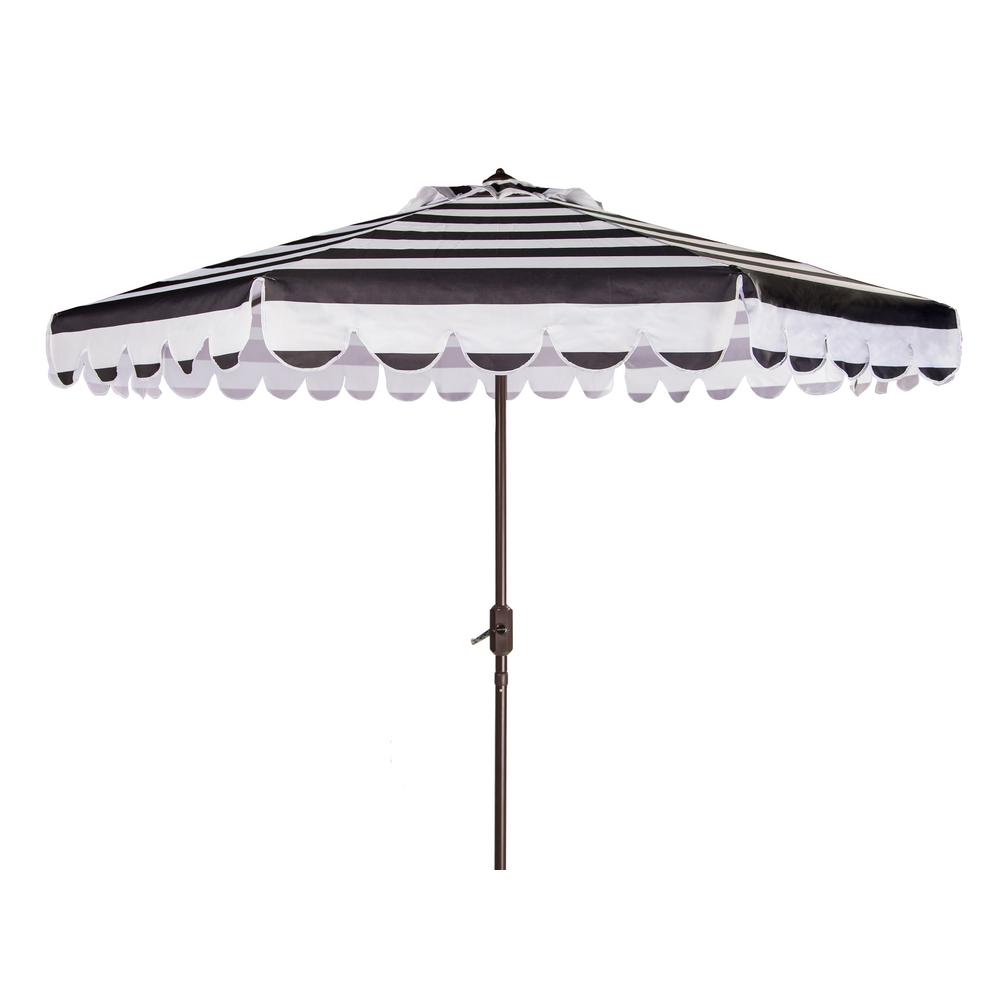 Retro Scalloped Umbrella Black and White- 9 Foot