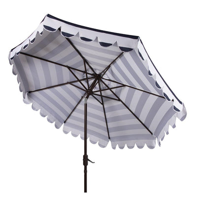 Retro Scalloped Umbrella Black and White- 9 Foot